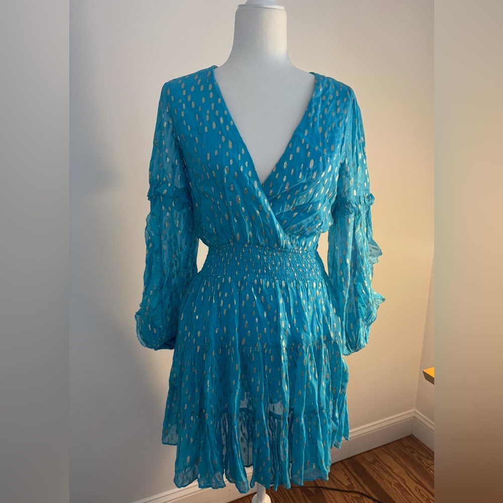 Lilly Pulitzer Elegant Blue Dress with Gold Accents
